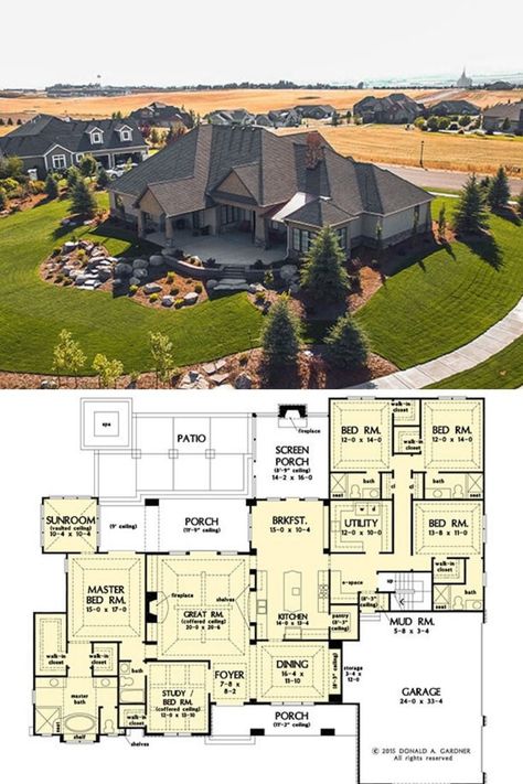 Houses 5 Bedroom, One Story Mountain Ranch House Plans, Single Story Luxury House Plans, Unique 5 Bedroom House Plans, Large Single Floor House Plans, One Floor 5 Bedroom House Plan, 1 Floor Mansion Floor Plan, Ranch 5 Bedroom Floor Plans, Single Level 5 Bedroom House Plans