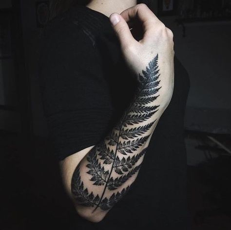 Black Fern Tattoo, Fern Plant Tattoo, Fern Sleeve Tattoo, Black Plant Tattoo, Fern Forearm Tattoo, Fern Tattoo Sleeve, Botanical Tattoo Men, Plant Leaf Tattoo, Plants Tattoo Design