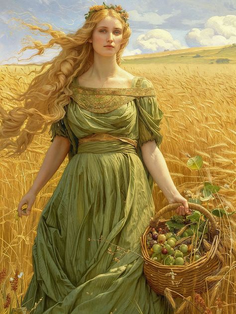 Step into the serene fields of Norse mythology with this captivating portrayal of Sif, the goddess of harvest and fertility. Known for her radiant golden hair, Sif embodies the abundance of nature and the cycles of growth. As Thor's beloved wife, she is deeply respected in Viking lore for her beauty and her role as a nurturing deity.   #Sif #SifGoddess #NorseGoddess #HarvestGoddess #NorseMythology #Thor  #NordicMythology #VikingLegends Sif Goddess, Goddess Of Summer, Freyja Goddess, Goddess Of Harvest, Harvest Goddess, Slavic Art, Goddess Of Fertility, Fertility Goddess, African Figurines