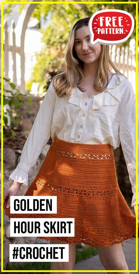 crochet Golden Hour Skirt free pattern - FREE Crochet Skirt Pattern for Beginners. Click to Get the Pattern #Skirt #crochet #crochetpattern
 via @shareapattern.com Crochet Patterns Skirt, Knitted Skirt Pattern, Skirt Crochet Pattern Free, Crochet Skirt Pattern Free, Flared Skirt Pattern, Knit Skirts, Crocheted Clothes, Bracelet Loom, Skirt Pattern Free