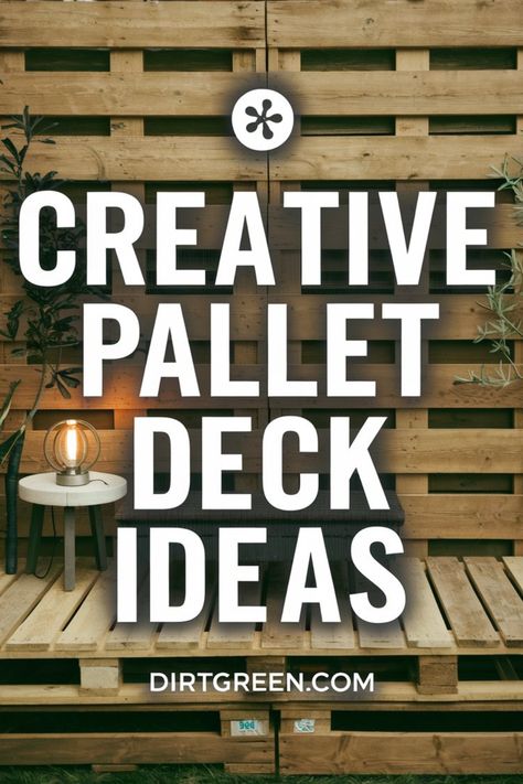 Create a cozy outdoor oasis with rustic pallet deck ideas. Pallets can be transformed into a charming, relaxing deck perfect for lounging or entertaining guests. Add cushions, plants, and string lights to enhance the rustic charm and enjoy your perfect outdoor getaway. #RusticDeckIdeas #PalletDeck #CozyOutdoorOasis #BackyardRetreat #OutdoorLiving #RusticStyle #DIYDeck Rustic Deck Decorating Ideas, Pallet Porch Deck, Pallet Pathway Ideas, Rustic Yard Ideas, Decking Ideas Outdoor, Pallet Decks, Porch With Ramp, Patio Deck Decor, Pallet Patio Decks