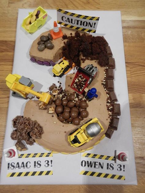 Construction number 3 cake Number 3 Cake Construction, Number 3 Digger Cake, Number 3 Construction Cake, Construction Number Cake, Number 3 Cake For Boys, Birthday Excitement, Number 3 Cake, 2nd Birthday Cake Boy, Number 3 Cakes