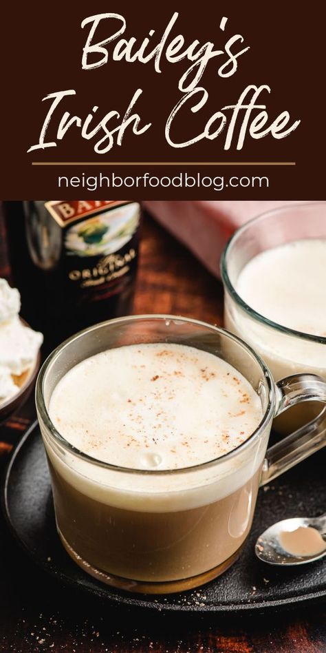 This Bailey’s Irish Cream Coffee is the ultimate way to warm up on a cold morning (or night!). This coffee is the perfect St. Patrick’s Day recipe, but it’s amazing any time you want to start the day off with a rich, creamy coffee cocktail! Irish Coffee Recipe Baileys, Bourbon Eggnog, Baileys Irish Cream Coffee, Hot Teas, Irish Coffee Recipe, Irish Cream Coffee, Baileys Coffee, Baileys Recipes, Moon Milk