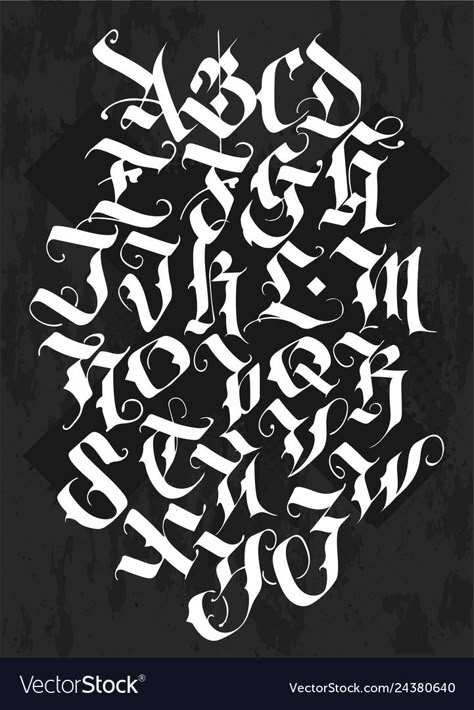 Calligraphy Tattoo Fonts, Graffiti Alphabet Styles, Tattoo Lettering Alphabet, Gothic Alphabet, Calligraphy Fonts Alphabet, Lettering Styles Alphabet, Gothic Lettering, Tattoo Lettering Design, Chicano Lettering