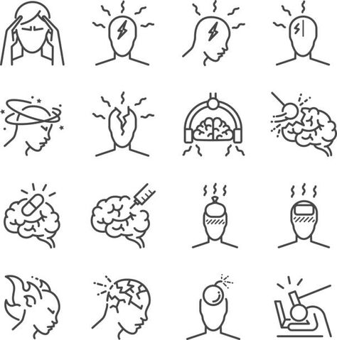 Tension Headache, Reptiles And Amphibians, Line Icon, Free Vector Art, Migraine, Headache, Icon Set, Drawing Inspiration, I Tattoo