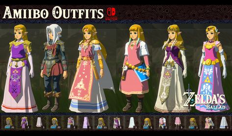 Zelda's Ballad - Amiibo Outfits (Switch) [The Legend of Zelda: Breath of the Wild (Switch)] [Mods] Calamity Ganon, Zelda Dress, Zelda Drawing, Hyrule Castle, Anniversary Outfit, Princesa Zelda, Botw Zelda, Wild Outfits, Zelda Cosplay