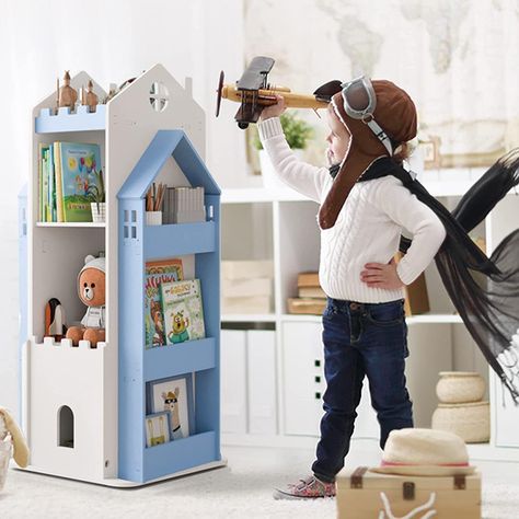 Stylish Toy Storage, Rotating Bookshelf, Book Display Shelf, Kids Book Storage, Product Photo Ideas, Childrens Bookcase, Books Storage, Revolving Bookcase, Aesthetic Galaxy