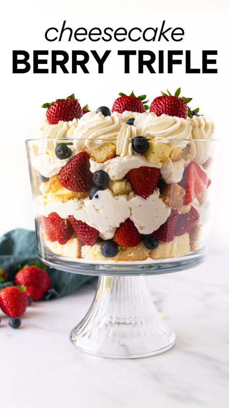 berry trifle recipe Berry Trifle Recipe, Homemade Pound Cake, No Bake Cheesecake Filling, Fruit Trifle, Make Dessert, Berry Trifle, Patriotic Desserts, Trifle Desserts, Berry Cheesecake