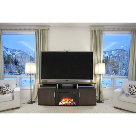 Carson Fireplace TV Console for TVs up to 70", Multiple Colors - Walmart.com Fireplace Tv Console, White Tv Cabinet, Small Tv Stand, Wall Entertainment Center, Electric Fireplace Tv, Tv Consoles, Dresser Tv Stand, Living Tv, Electric Fireplace Tv Stand