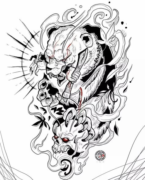 Viking Drawings, Viking Tattoo Symbol, Tattoo Japanese Style, Bear Tattoo Designs, Panda Tattoo, Bw Art, Dragon Sleeve Tattoos, Japanese Designs, Egypt Tattoo