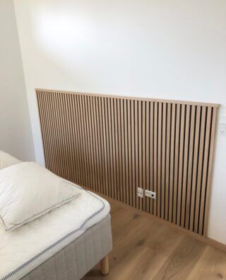 Wood Wall Bedroom, Bedroom Wood Wall, Wooden Slat Wall, Slat Walls, Diy Bed Headboard, Slatted Headboard, Acoustic Panel, Headboard Wall, Bedroom Panel