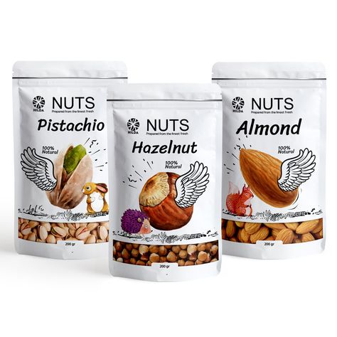 Nuts Packaging Ideas, Plastic Packaging Design, Nuts Packaging, Alien House, Packaging Snack, Snack Packaging, Spices Packaging, Fruit Packaging, Packaged Snacks