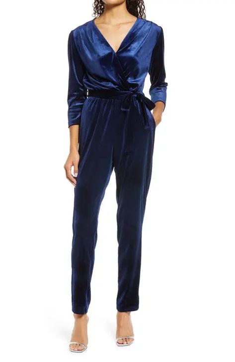 Jumpsuits & Rompers for Women | Nordstrom Blue Velvet Jumpsuit, Night Jumpsuit, Chambray Jumpsuit, Chambray Romper, Velvet Tie, Stretch Jumpsuit, Rompers For Women, Tie Waist Jumpsuit, Satin Jumpsuit