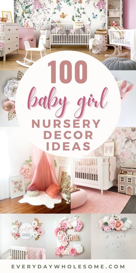 100 Boho Baby Girl Nursery Ideas & Inspiration Decor Ideas like wall decor, mobiles, natural toys, wall art. These DIY wall decor nursery themes use pink, coral, mauve, lavender, gold, silver, grey, gray, white, ivory, textures, roses, girly fabrics, poufs, cribs, crib bumpers, wall decor, rocking chairs, doll houses, pillows, nursery blankets, customized name signs, wreaths, and birth stats. #girlnursery #girlnurseries #girlnurserydecor #girlnurserywalldecor #girlbabynursery #girlbabynurseries Baby Girl Room Ideas Themes, Mauve Nursery Girl, Nursery Girl Ideas, Girl Nursery Ideas Themes, Baby Girl Nursery Decor Ideas, Nursery Diy Decor, Baby Girl Room Decorating Ideas, Mauve Nursery