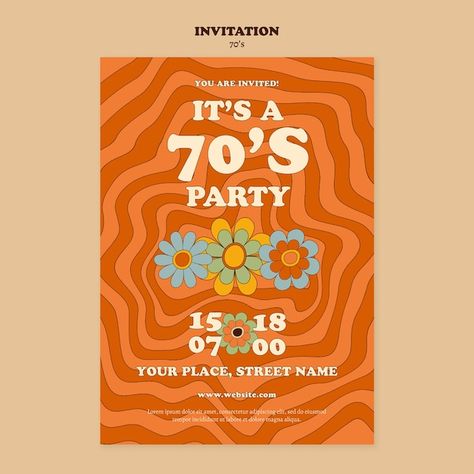 Hippie Party, Bday Invitations, 70s Party, 70’s Style, Party Template, 23rd Birthday, Bday Cards, Style Party, Party Invite Template