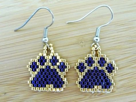 Beaded Earrings Native, Beaded Earrings Diy, Brick Stitch Earrings, Diy Earring, Seed Bead Patterns, Beaded Earrings Patterns, Beadwork Patterns, Lsu Tigers, Amazing Diy