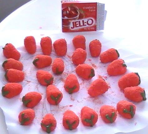 ...Make It With Me: Grandma Grace's Jello Fruit Cookies  Jello Powder 2 packages (We used strawberry)  Sweetened shredded coconut fine 1. 200g package  Can of sweetened condensed milk  green royal icing Coconut Jello, Work Desserts, Jello Fruit, Jello Cookies, Marzipan Fruit, Condensed Milk Cookies, Simple Desserts, Christmas Candies, Coconut Candy