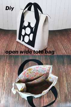 DIY open wide zipper tote bag / multipurpose handbag / sewing tutorial [Tendersmile Handmade] Zippered Tote Bag Tutorial, Handbag Sewing, Bags To Make, Bag Accessories Diy, Tote Bag Tutorial, Quilted Patchwork, Diy Bag Designs, Bag Pattern Free, Diy Bags Patterns