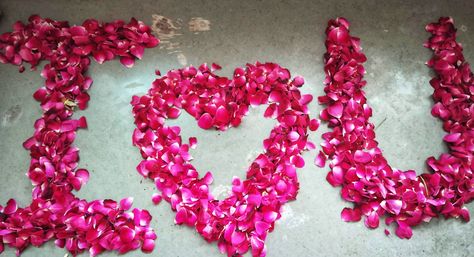 Rose Petals On Table, 1st Year Wedding Anniversary, Love Photoshoot, Happy Wedding Anniversary, Anniversary Decor, Happy Wedding, Say I Love You, Love Photography, Rose Petals