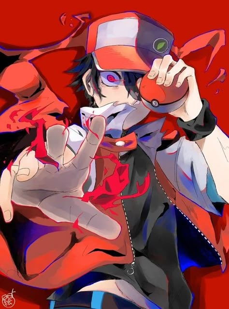 Pokemon Trainer Red Wallpapers, Pokemon And Trainer Art, Trainer Red Fanart, Pokémon Trainer Red, Red Pokemon Pfp, Pokemon Red Fanart, Trainer Red Pokemon, Red And Blue Pokemon, Glitchy Red Fanart