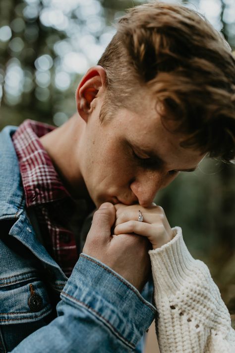 Engagement In The Woods, Wooded Engagement Photos Fall, Muir Woods Engagement Photos, Pine Forest Engagement Photos, Moody Forest Engagement Shoot, Shy Engagement Photos, Forest Couple Photos, Engagement Shoot Woods, Wood Engagement Pictures