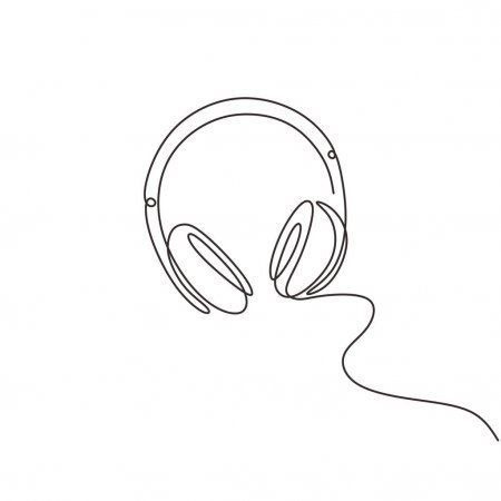 Drawing Headphones, Headphone Art, Headphones Tattoo, One Continuous Line Drawing, Minimalist Tattoo Ideas, Single Line Art, Headphones Music, Minimal Drawings, Single Line Drawing