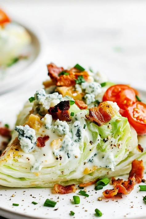 Classic Wedge Salad - Insanely Good Classic Wedge Salad, Wedge Salad Recipes, Lettuce Wedge, Thai Crunch Salad, Wedge Salad, Come Dine With Me, Festive Appetizers, Ina Garten Recipes, Blue Cheese Dressing