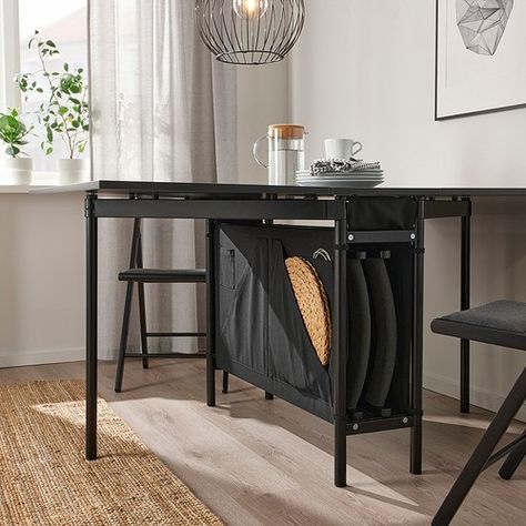 Ikea Restaurant, Rail Shelf, Metal Table Frame, Gateleg Table, Compact Dining Table, Fold Out Table, Dining Table With Storage, Folding Dining Table, Lounge Design