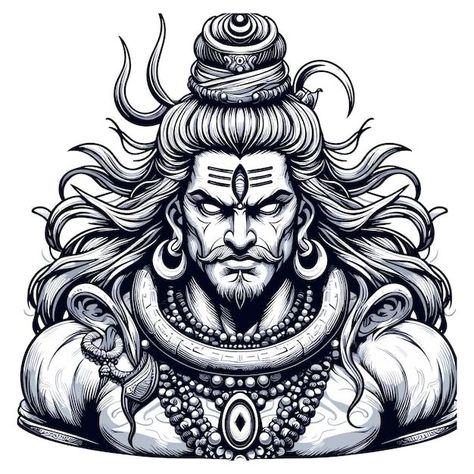 Shiva Tattoo Design For Men, Lord Drawing, Gods Tattoo, Ohm Tattoo, Tattoo Design For Men, Athena Tattoo, Hindu Tattoos, Shiva Mantra, Hanuman Tattoo