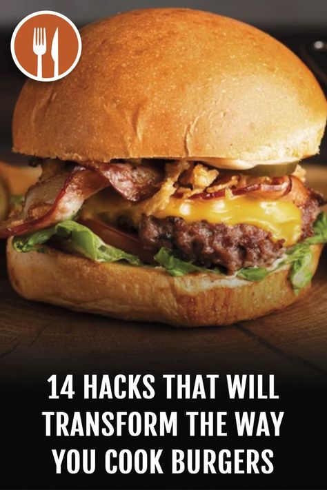 Hamburgers are one of the most iconic foods around. Here are 14 ingenious cooking hacks that will take your homemade burgers to the next level. Burger Meat, How To Cook Burgers, Recipe Icon, Food Shapes, Homemade Burgers, Cooking Hacks, Brioche Buns, Burger Buns, Ground Chicken