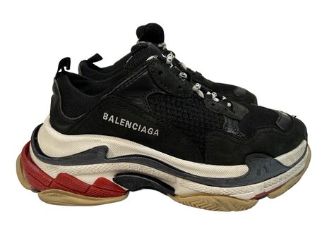 Balenciaga Triple S Black Red White Sneakers US Mens 7 EUR 40 Balenciaga Triple S Black, Balenciaga Triple S, White Sneakers, The Edge, Black Red, Balenciaga, Red White, Red And White, Black And Red