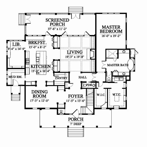 NAHB Lighthouse Award – Allison Ramsey Architects House Plan Closed Kitchen, Closed Floor Plan Layout, Closed Floor Plan, Small Floor Plans, Log Home Floor Plans, Retirement House, Allison Ramsey, Cottage Floor Plans, Mansion Floor Plan