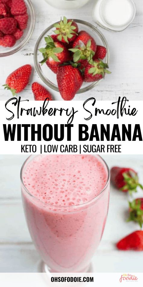 Low Carb Strawberry Smoothie, Cooking Goals, Smoothie Without Banana, Healthier Snacks, Keto Breakfasts, Diet Cookies, Keto Smoothie, Kefir Recipes, Smoothie Recipes Strawberry