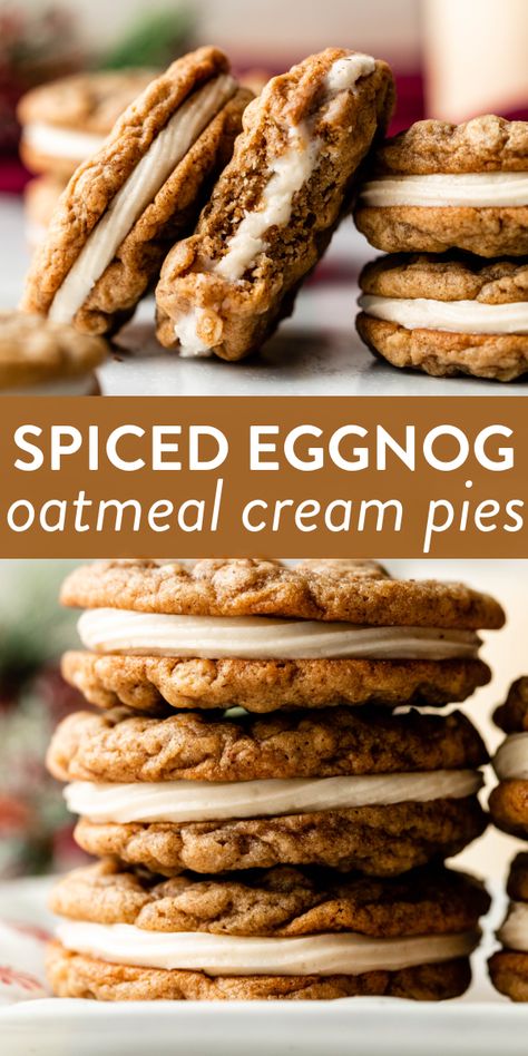 Gingerbread Eggnog Cookies, Eggnog Sugar Cookie Recipe, What To Make With Eggnog, Eggnog Cookies Recipe, Eggnog Baking, Winter Biscuits, Eggnog Oatmeal, Eggnog Treats, Eggnog Desserts