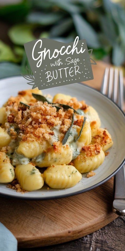 Indulge in this Gnocchi with Sage Butter! Tender, fluffy gnocchi coated in a rich, aromatic sage-infused brown butter sauce. The perfect comforting and elegant meal made in minutes. Recipes With Sage, Sage Recipes, Brown Butter Sauce, Parmesan Cream Sauce, Sage Butter, Homemade Gnocchi, Potato Dumplings, Classic Italian Dishes, Gnocchi Recipes