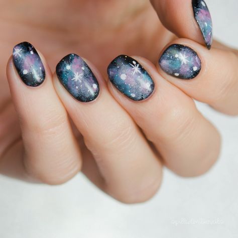 Black Eye Galaxy, Eye Galaxy, Pinwheel Hair Color, Galaxy Nail, Galaxy Nail Art, Nails Collection, Navy Nails, Whirlpool Galaxy, Square Nail Designs