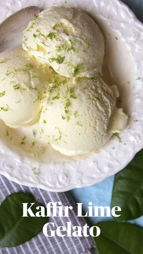 Lime Gelato, Lime Leaves, Kaffir Lime Leaves, Kaffir Lime, Lime Zest, Ice Cream, Fruit