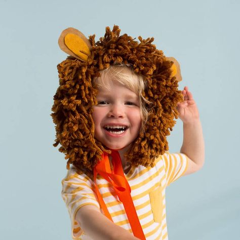 Childrens fancy dress up lion mane. Make your party roar with this fun lion mane headdress complete with wool mane. Perfect for an animal themed party of festival and crafted with wool and felt with orange ribbon. Add to one or our lion dresses or dungarees for the full outfit.Fits around head like a headband . Orange ribbons tie under the chin.Suitable for children over 3yrsBoxed ready for gifting.wool felt and ribon( mane is 42cm in length) Lion Dress, Childrens Fancy Dress, Animal Party Theme, Lion Costume, Superhero Capes, Costumes Kids, Orange Ribbon, Meri Meri, Lion Mane