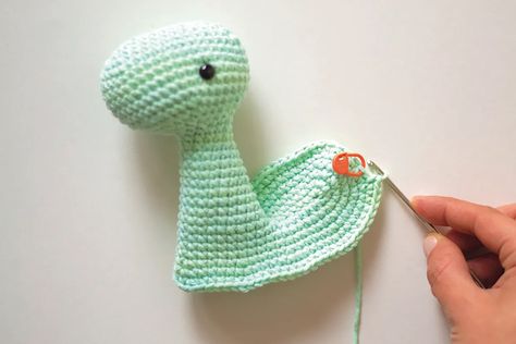 Free Brontosaurus Crochet Pattern, Dino Amigurumi Free Pattern, Free Crochet Dinosaur Pattern, Free Crochet Dinosaur, Free Dinosaur Crochet Pattern, Crochet Baby Cardigan Pattern, Dinosaur Lovey, Dinosaur Crochet Pattern, Make Step By Step