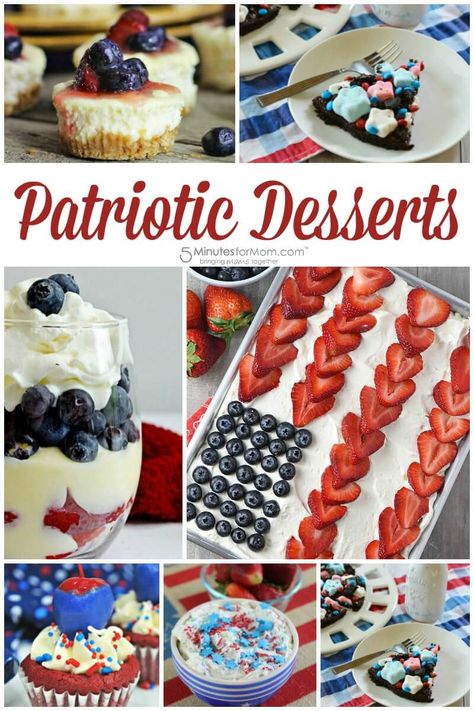 Patriotic Desserts - Red White and Blue Dessert Recipes #patriotic #july4 #july4th American Flag Dessert, Labor Day Crafts, Labor Day Party, Memorial Day Foods, Treats For Kids, Patriotic Food, Patriotic Desserts, Blue Desserts, 4th Of July Desserts