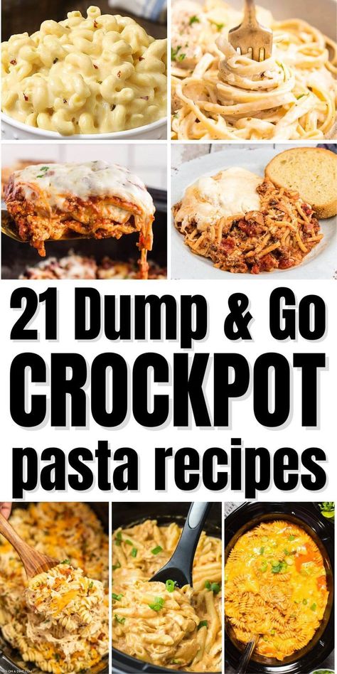 These easy crockpot pasta recipes are the perfect lazy dinners you can just prep-set and forget! Indulge in the best crockpot chicken pasta recipes, ground beef recipes, no meat recipes and even some healthy recipes that are all quick and easy to make in your slow cooker. Crockpot Recipes For Working Moms, Crockpot Recipes College Students, Easy Crock Pot Potluck Dishes, Best Crockpot Pasta Recipes, Crockpot Pasta Recipes No Meat, Hotel Crockpot Meals, 12 Hour Crockpot Recipes, Crockpot Recipes For One Person, Crockpot Chicken Pasta Recipes