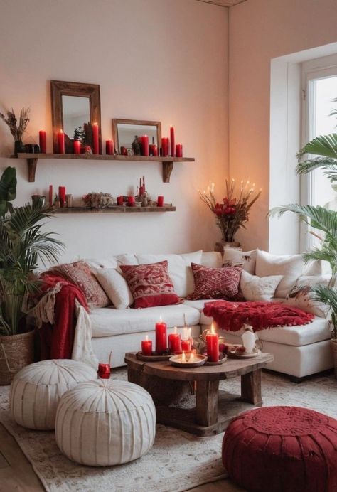 Red Sofa Living Room, Red Couch Living Room, New Home Aesthetic, Red Living Room Decor, Mood Board Home, Bohemian Style Living Room, Bohemian Style Living, Red Living Room, Small Lounge