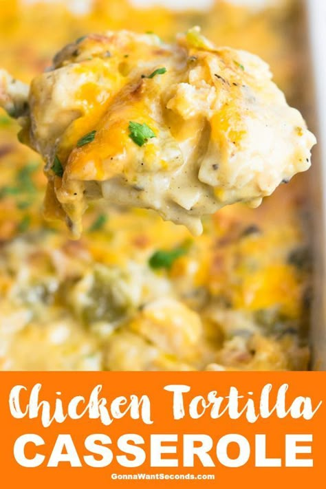 Tortilla Casserole Recipes, Chicken Tortilla Casserole, Tortilla Casserole, Creamy Chicken Casserole, Favorite Chicken, Chicken Tortilla, Easy Casserole Recipes, Easy Casserole, Chicken Casserole