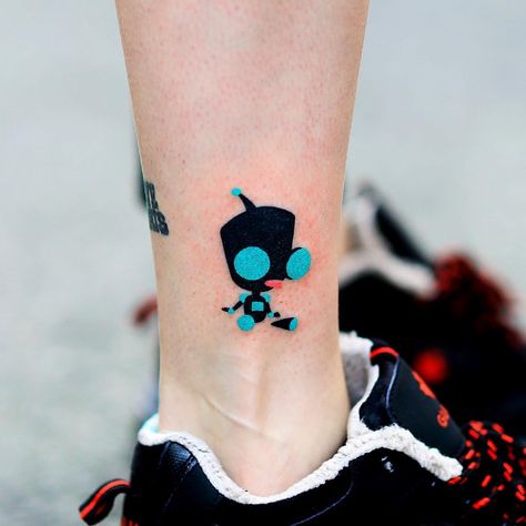 Handpoked Grrr from Invader Zim 🤖 😘😘😘 @igloo_shop Handpoke Tattoo, Hand Poked Tattoo, Geniale Tattoos, Tatuaje A Color, Poke Tattoo, New School Tattoo, Top Tattoos, Invader Zim, Unique Tattoo