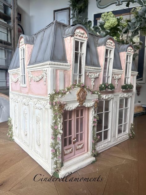 Ornate Ceiling, Custom Dollhouse, Pink Dollhouse, Cinderella Moments, Stair Landing, Plaster Ceiling, 1 12 Scale Dollhouse, French Cafe, Battery Operated Lights