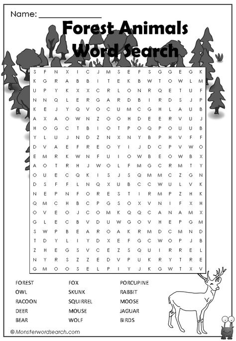 awesome Forest Animals Word Search Primary School Activities, English Primary School, Word Puzzles For Kids, Kids Word Search, Free Printable Word Searches, Word Search Printables, Outdoor Education, Paper Games, Word Searches