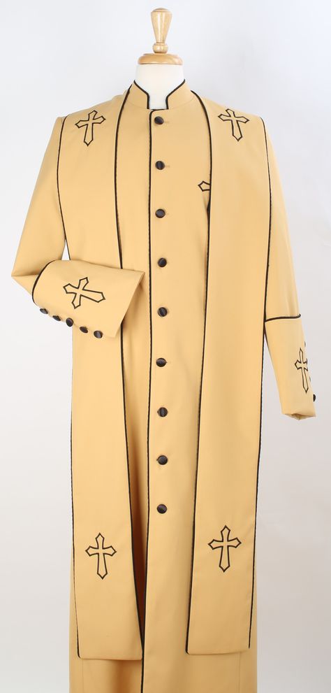 <p>Tony Blake Men's Church Robe - Pastor Church Robe in Multiple Colors. Pictured in Royal/White. <br/><br/> 9 Button Full Church Robe<br/> Two Tone<br/>Church Stole Included<br/> Cross Accents<br/> Poly-Rayon<br/> Dry Clean Only <br/> Imported <br/><br/> Size chart for Robes. Medium (38), Large (40-42), XL (44-46), 2X (48), 3X (50-52), 4X (54-56), 5X (58), 6X (60).</p> Ministry Apparel, Wardrobe Update, Wool Suit, Gold Black, Stand Up, Duster Coat, New Look, Two Tone, Full Length