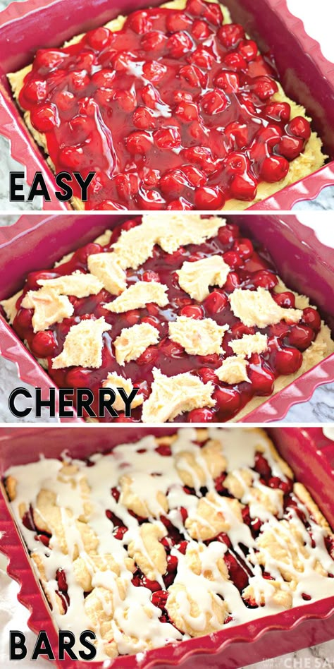 Cherry Dessert Bars, Homemade Cherry Pie, Cherry Recipes Dessert, Soft Sugar Cookie, Cherry Pie Bars, Buttery Sugar Cookies, Easy Bar Recipes, Homemade Cherry Pies, Cherry Bars