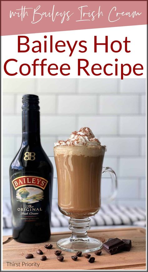 This Baileys Coffee Recipe is a simple recipe made with Baileys Irish cream and strong coffee. Coffee lovers adore this easy recipe Irish Coffee Recipe Baileys, Coffee With Baileys Irish Cream, Baileys And Coffee Recipe, Coffee And Baileys, Baileys And Coffee, Baileys Iced Coffee, Baileys Recipes Drinks, Baileys Drinks, Baileys Cocktails