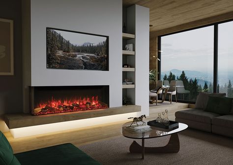 2 Sided Electric Fireplace, Fireplace Heaters, Modern Electric Fires, Infrared Heating Panels, Dream Fireplace, Flame Picture, Modern Electric Fireplace, Inset Electric Fires, Built In Electric Fireplace